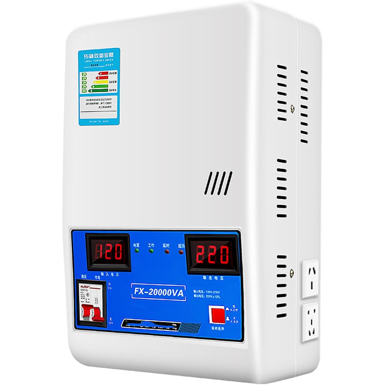 Estabilizador de Voltaje 220V para Aire Acondicionado - Regulador Automático Monofásico Bobina de Cobre Puro - Protección contra Sobretensión/Subtensión para Electrodomésticos 15000W
