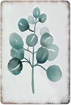 Native Blue Green Gum Leaf Wall Eucalyptus Watercolour Art Tree Leaves Minimalist Kitchen Bedroom Wall Decor Outdoor Shower Room Restaurant Cafes Bars Signs for Yard Fence Garage Cute 8 * 12inch