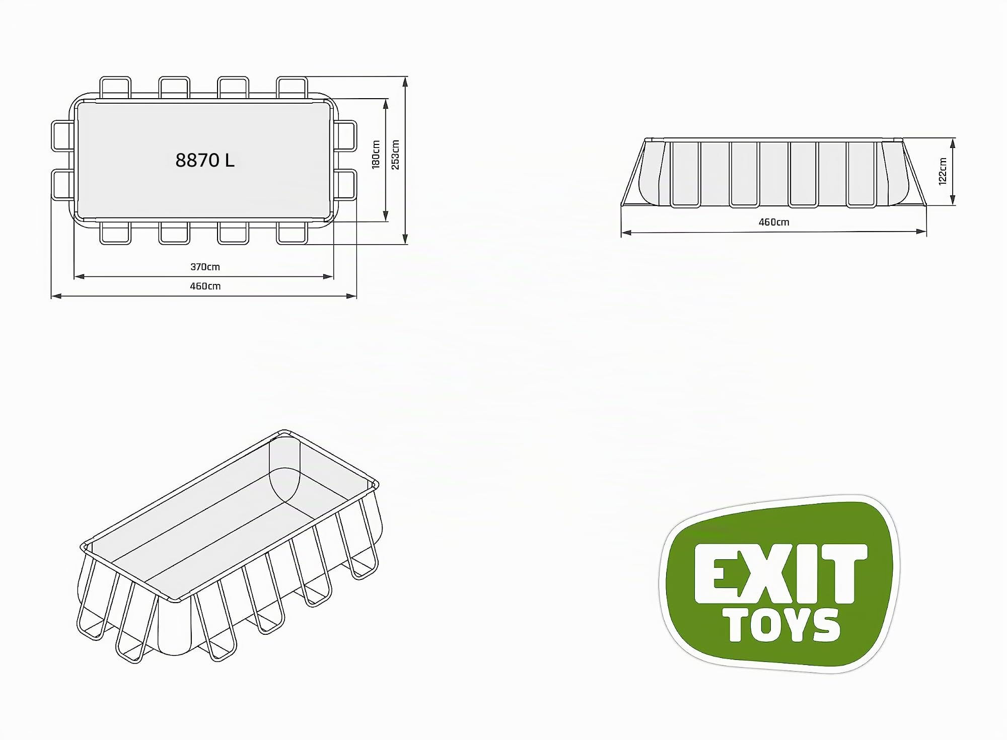 EXIT Toys Piscine Wood - 400x200x122cm - Grande Piscine à Cadre rectangulaire avec Pompe à Filtre à Cartouche - Piscine Extra Profonde - Cadre Solide - Comprend échelle de Piscine - Marron