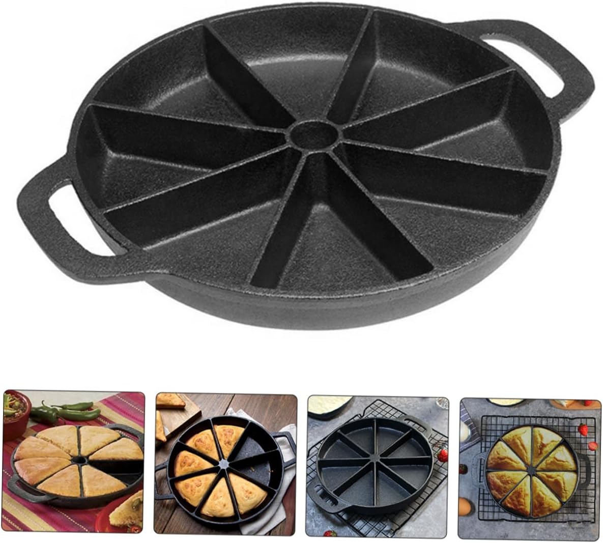 BESTOYARD Cast Iron Bread Baking Tray Griddle Pan Skillet Home Pancake Pan Maximized Cooking Efficiency