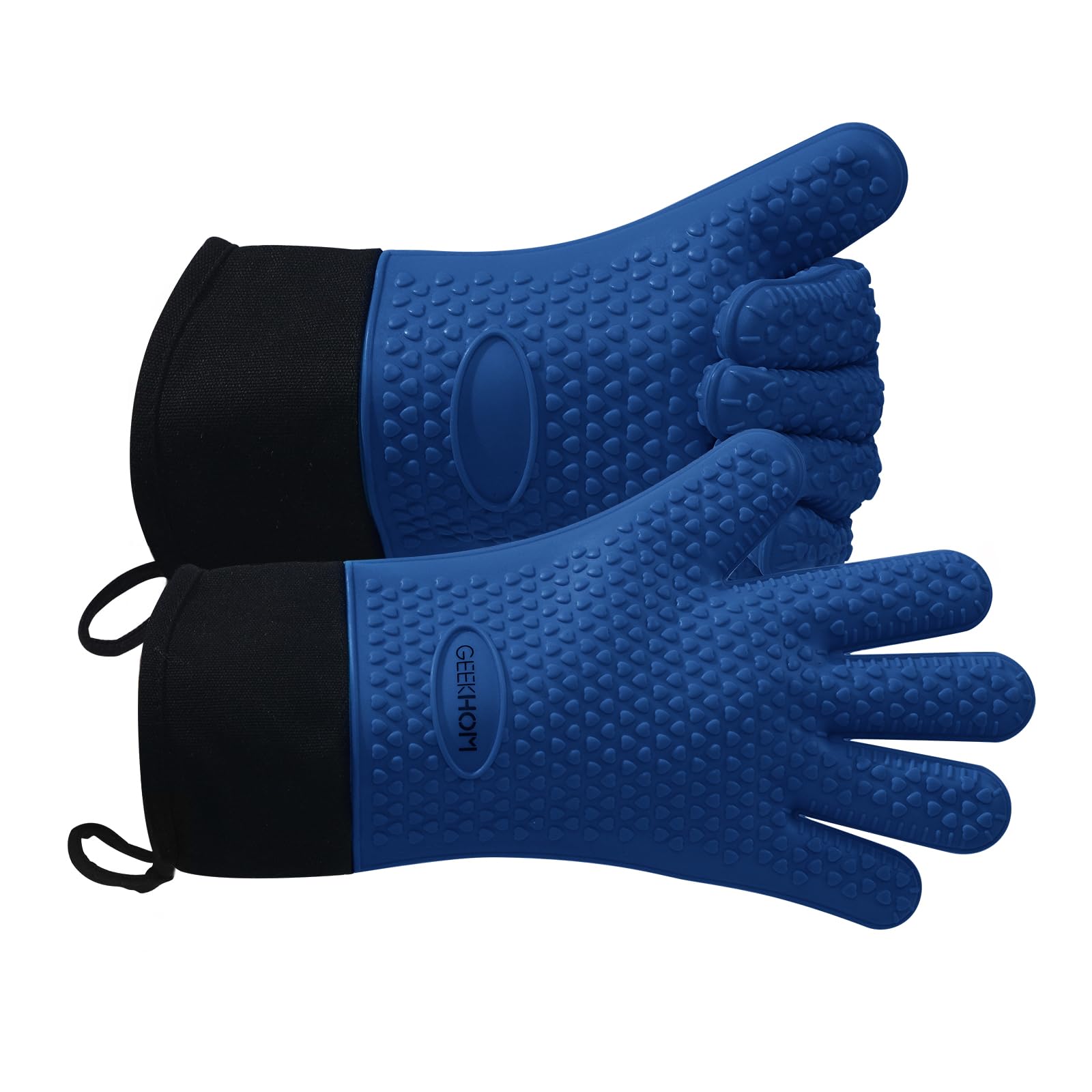 Guantes de Horno y Barbacoa Resistentes al Calor: GEEKHOM Silicona Impermeable - 44 cm Antideslizantes para Parrillas/Horno Profesional/Microondas, Protección Anti-Escaldaduras