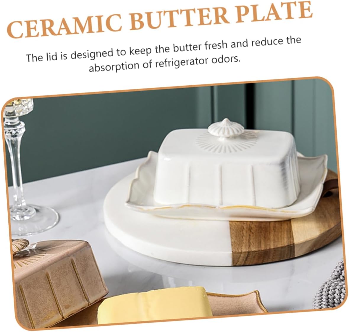 ABOOFAN Cute Kitchen Decor Ceramic Butter Serving Plate Lid Butter Holder Chic Food Plate