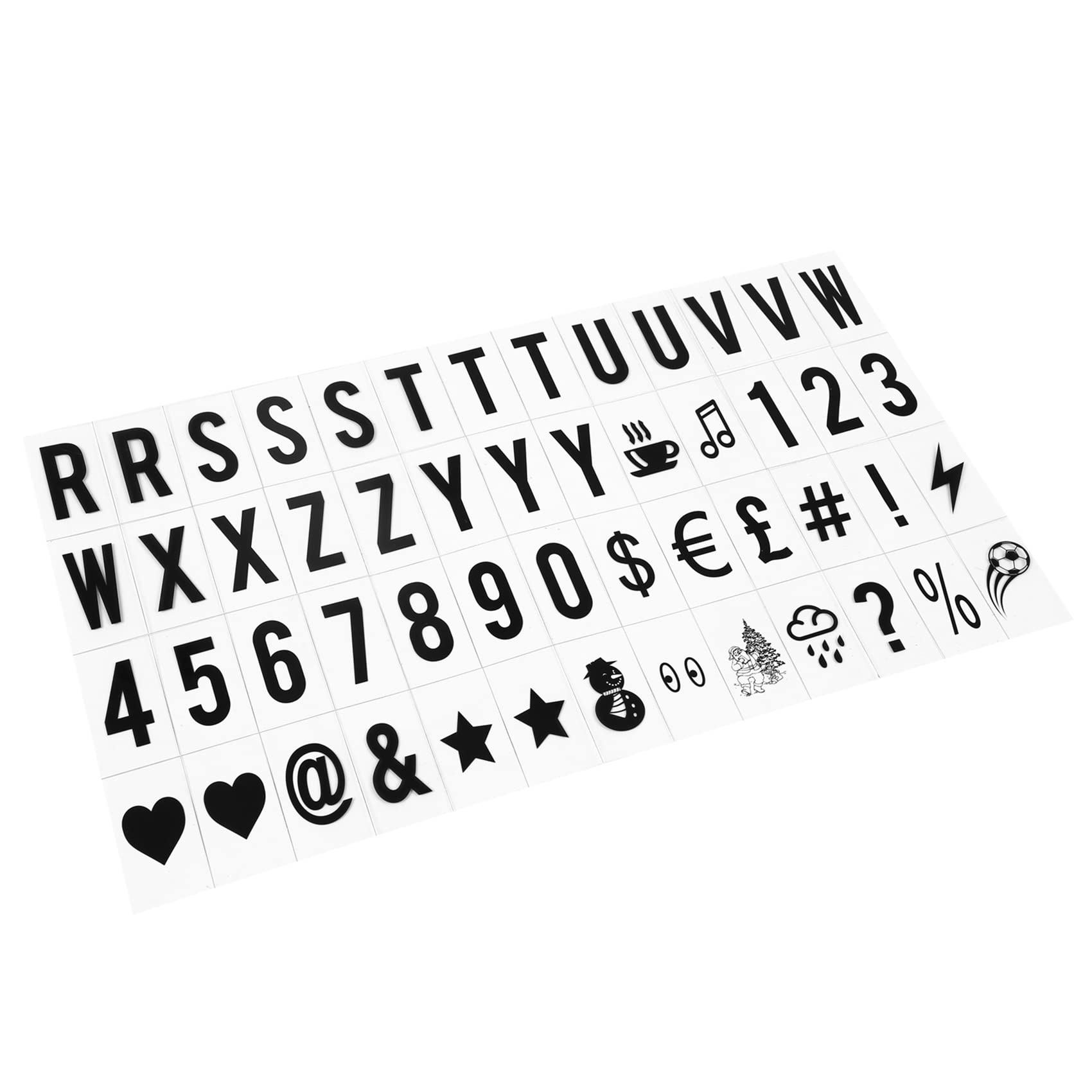 Mini Cinema Lightbox Accesories, Set di 96 lettere decorative con lettere e numeri e simboli, per decorare la casa, illuminazione cinema, compleanni 6.5x3.6 cm