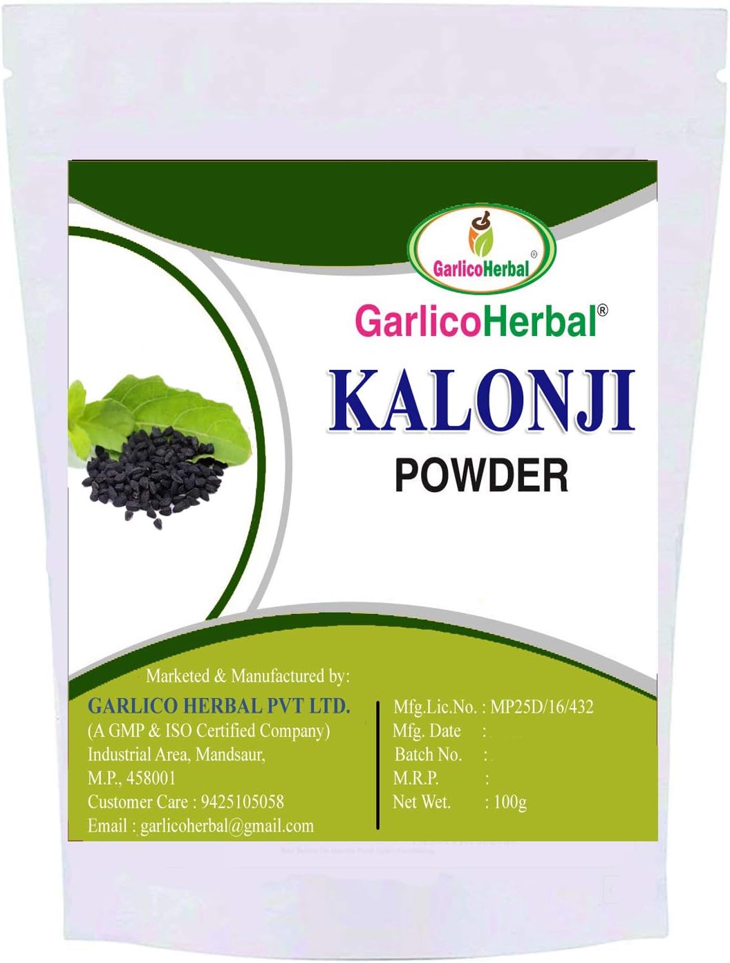 Garlico Herbal Kalonji Black Seed Powder for Skin and Hair Care (100gm)
