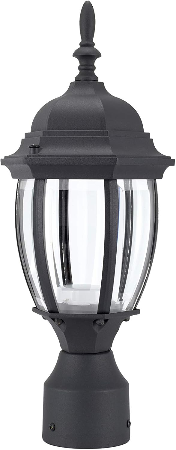 LIT-PaTH LED Outdoor Post Light, 15.6'' Aluminum Waterproof Pole Lantern, 5000K Daylight, 9.5W 800LM, Outside Lamp Post for Yard Driveway Patio, Black (1-PK)