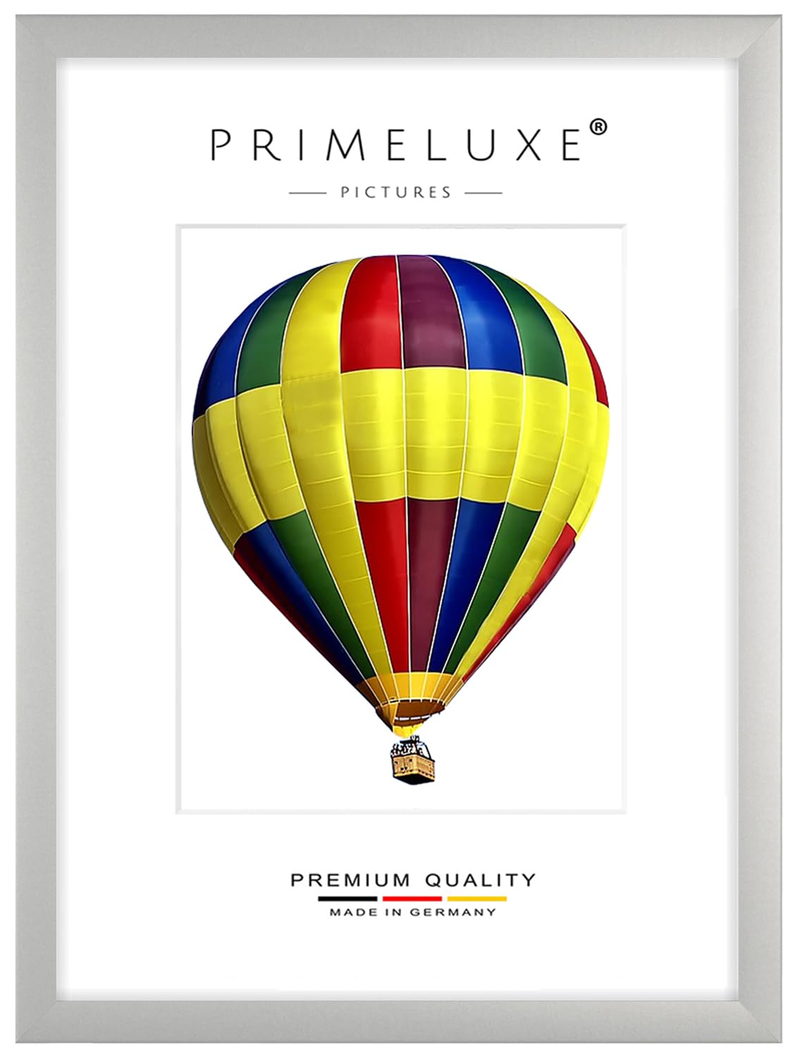 PrimeLuxe Marco de fotos de madera de 50 x 100 cm (tamaño de la imagen) en plata mate, color y tamaño a elegir, marco para pósteres, puzles, collage de fotos, fabricado en Alemania
