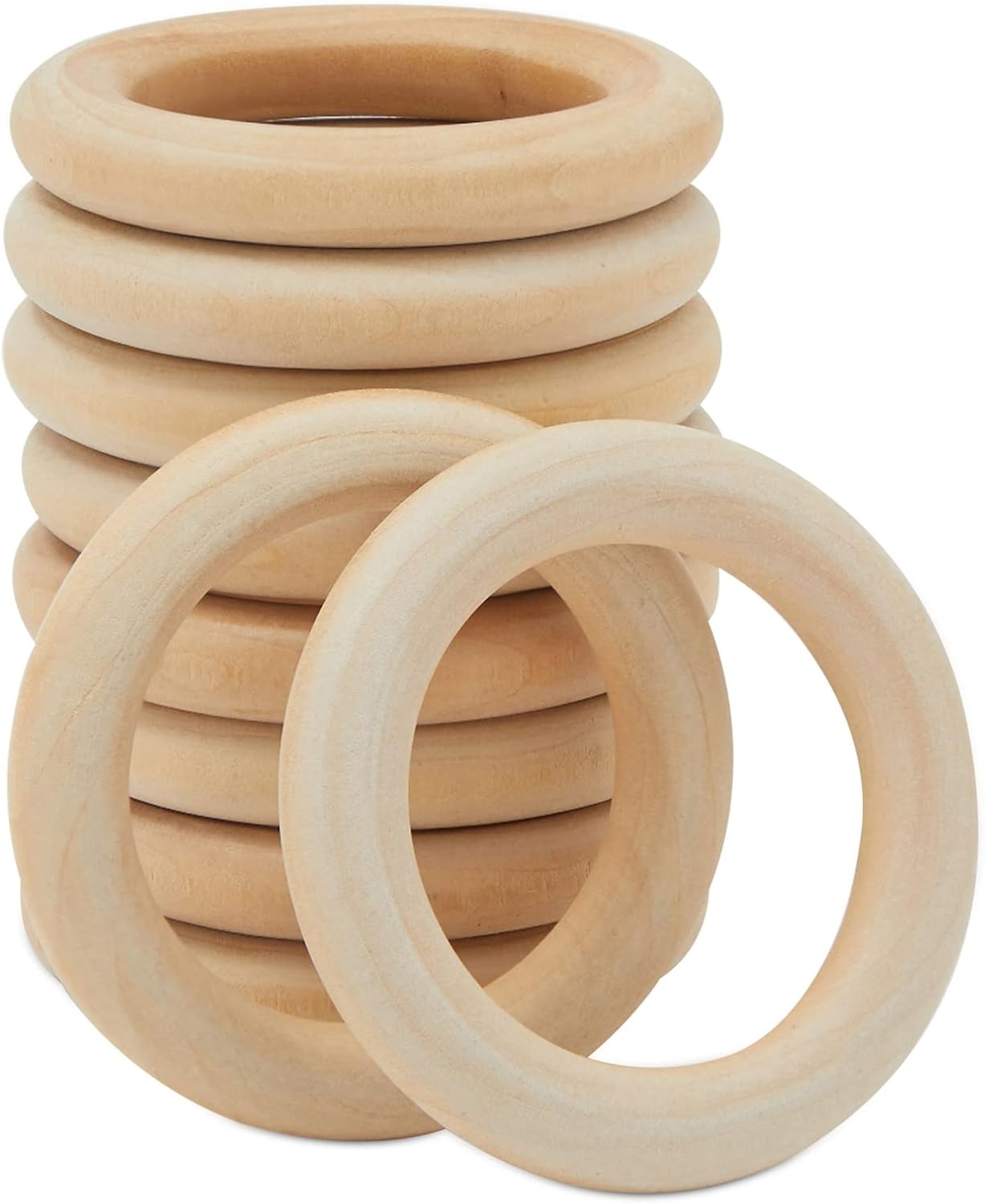 Wooden Rings for Crafts, Macrame, Crochet, Jewelry Making, Natural Unfinished 3 Inch Wood Rings (75mm, 30 Pack) - Image 9