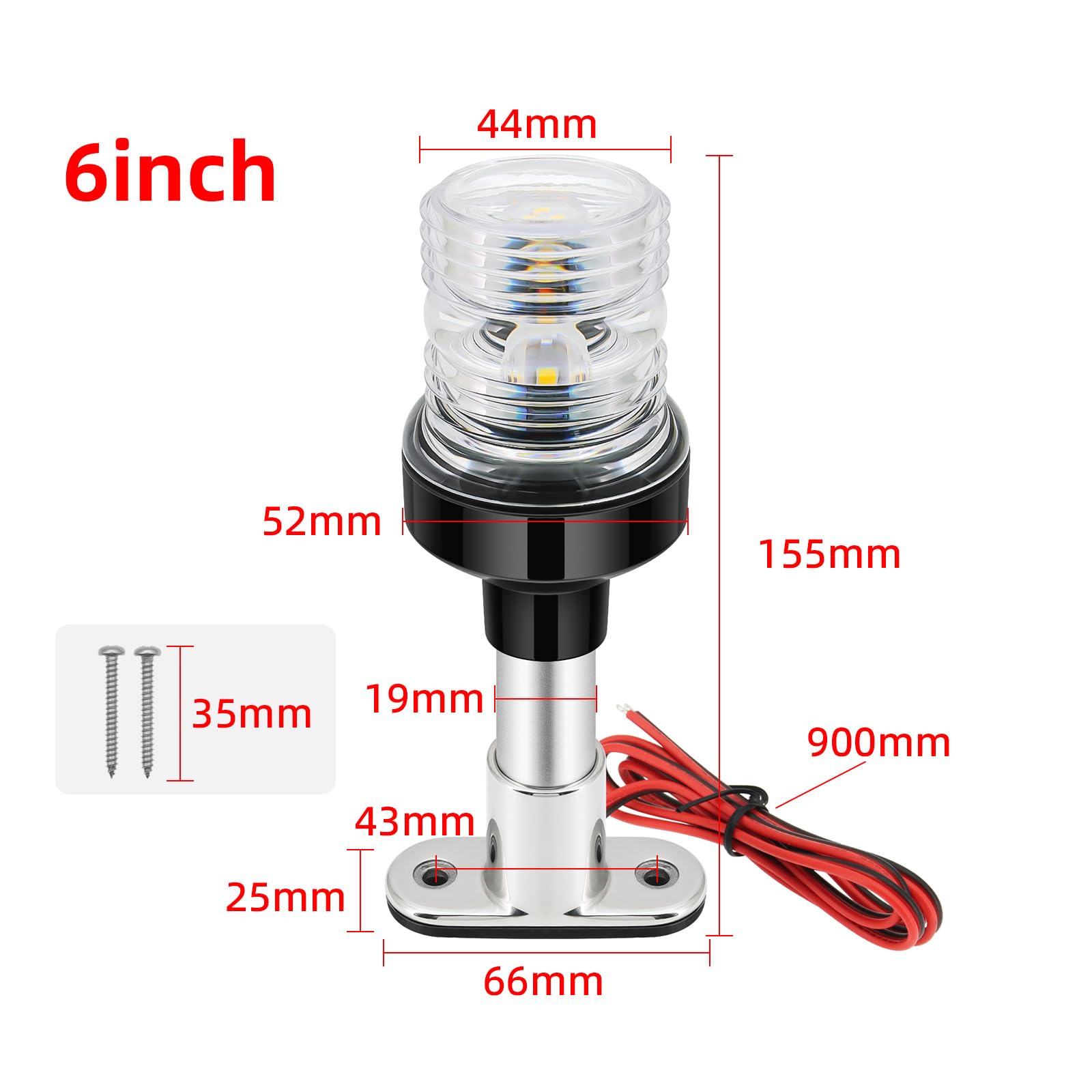 6inch 155mm 12V 24V Segelsignal Licht Boot Navigation Licht Falten 360 Grad LED für Yacht Marine Anker Boot Zubehör