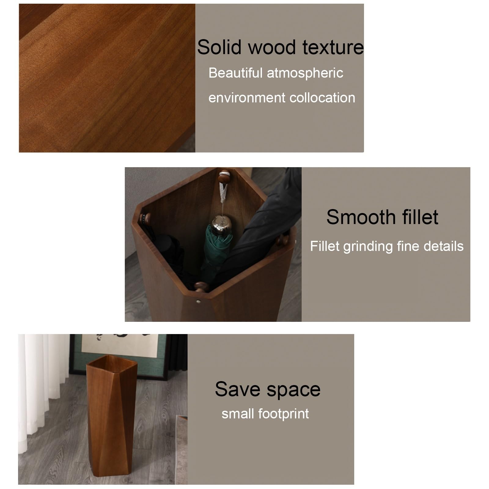 Amazon｜傘立て - 木製傘立て - ダークブラウン - 天然木目 - 屋内用傘