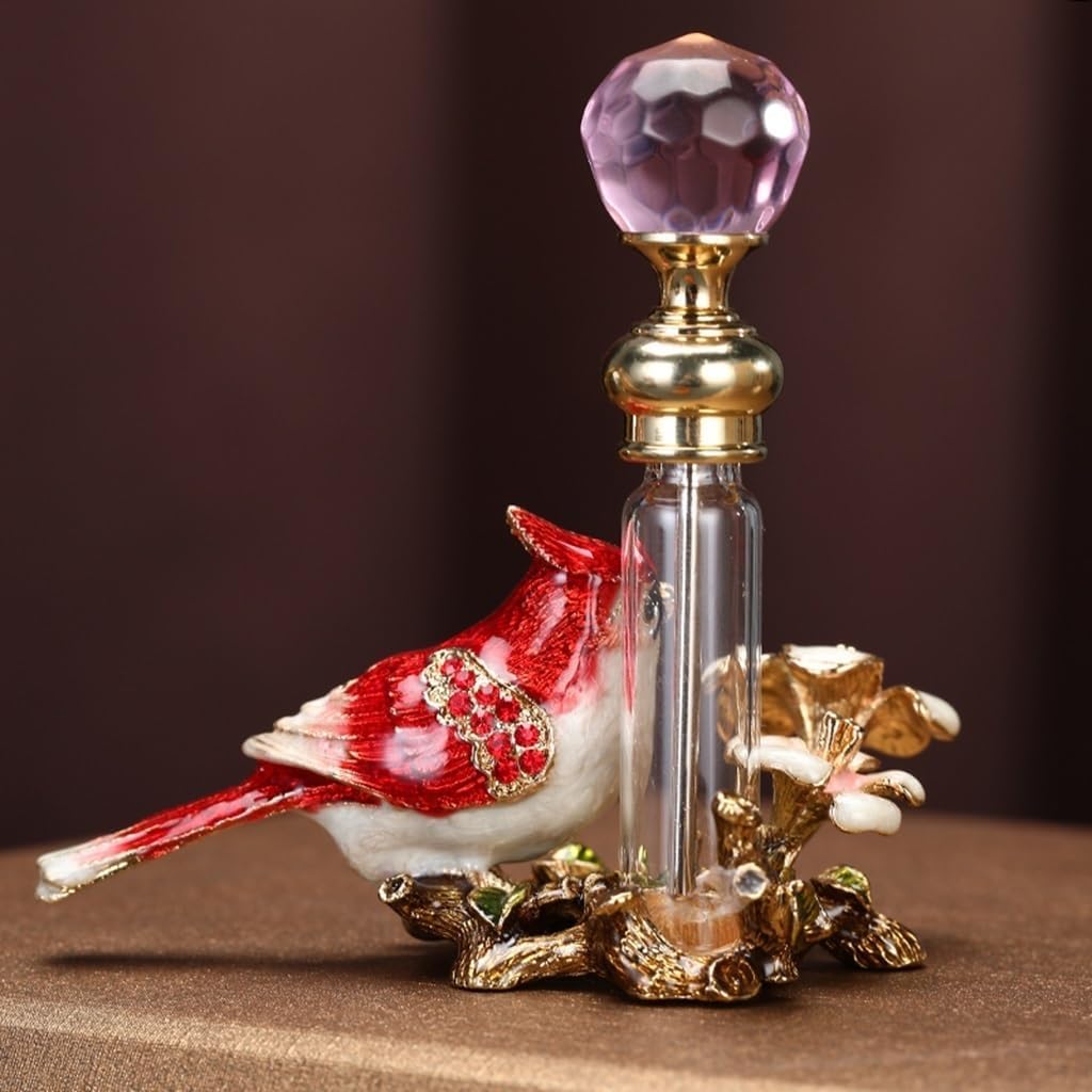 Atomizador de perfume, Botella Vacía De Perfume Portátil Diseño Pájaros 5ml Multicolor 8x8cm(Rood)