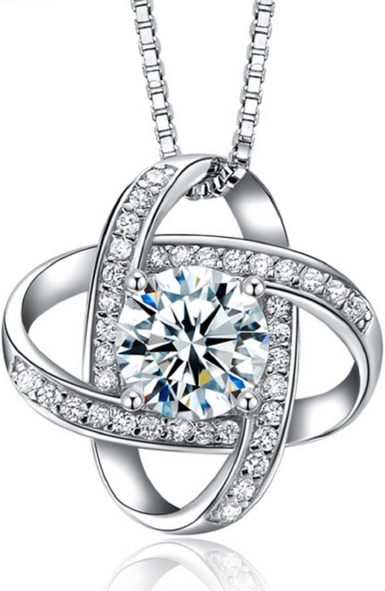SheClub® Women Necklaces Sterling Silver Cubic Zirconia Pendant Gemini Necklace New Silver Necklace,Pendant Necklace 925 Sterling Silver Necklace for Women Ladies
