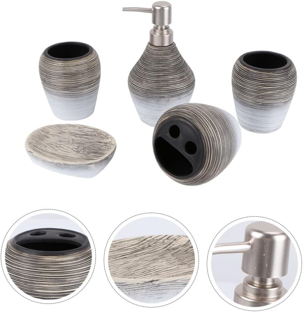 5pcs Home Gargle Cup Set Ceramic Toothbrush Holder Soap Dish Practical Bathroom Accessories for Daily Use Lightweight and Stylish Design