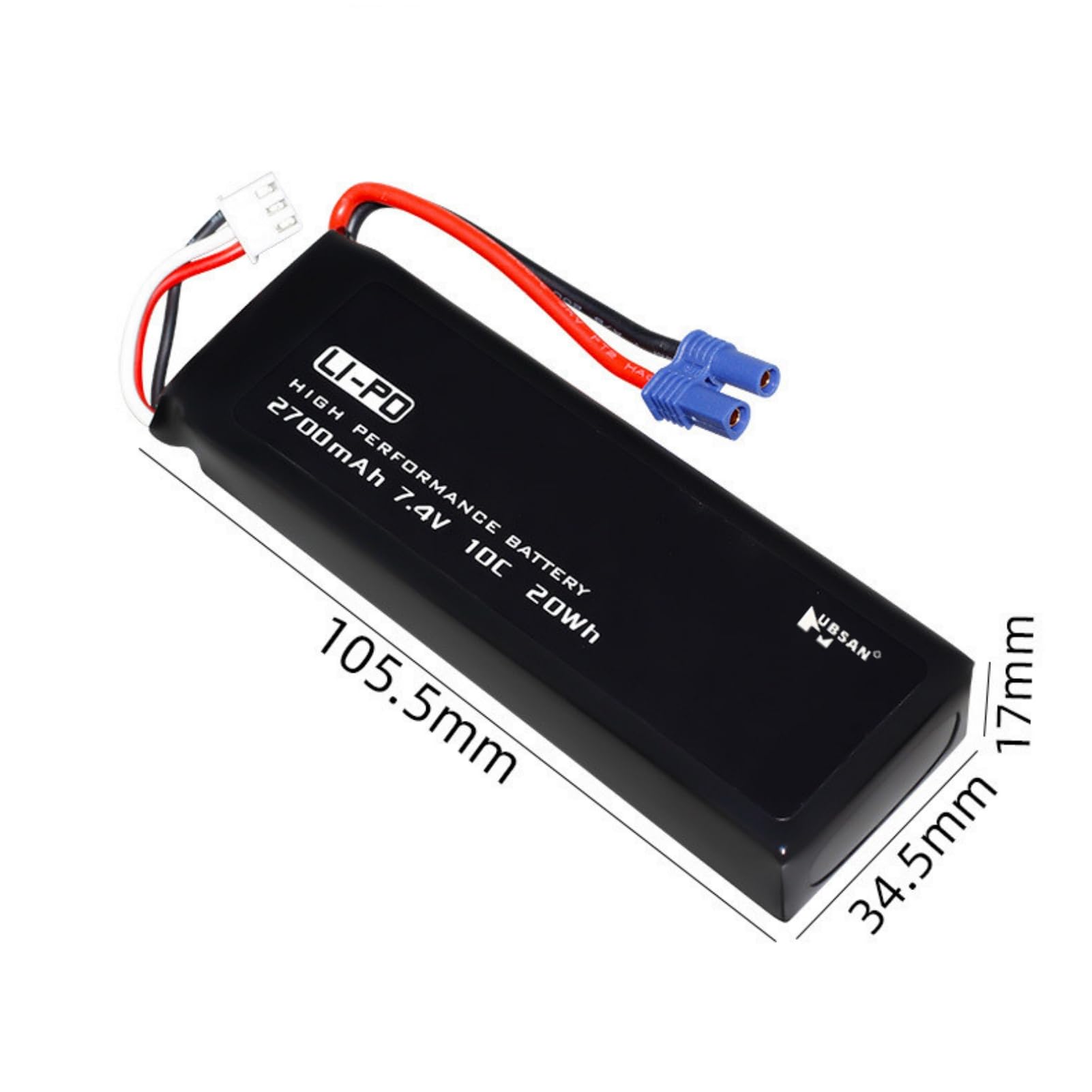 Batería de 7,4 V 2700 mAh 20 Wh 10 C para Hubsan X4 H501S H501C H501A H501M Quad Accesorios Drone Batería (2 unidades)