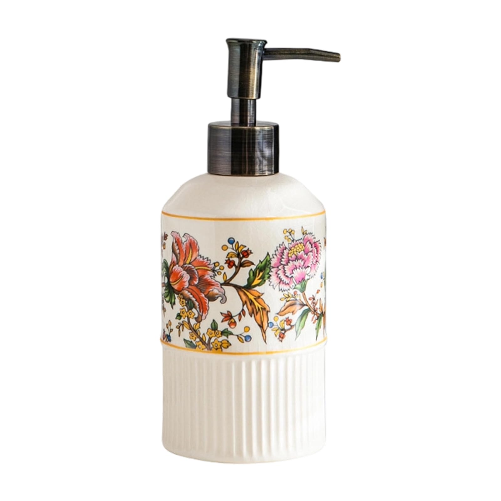 Jazuaiao Unique Soap Dispenser Ceramic Lotion Bottle with Easy Press Mechanism Bathroom Countertop Organization Essential Traditional Lotion Bottle