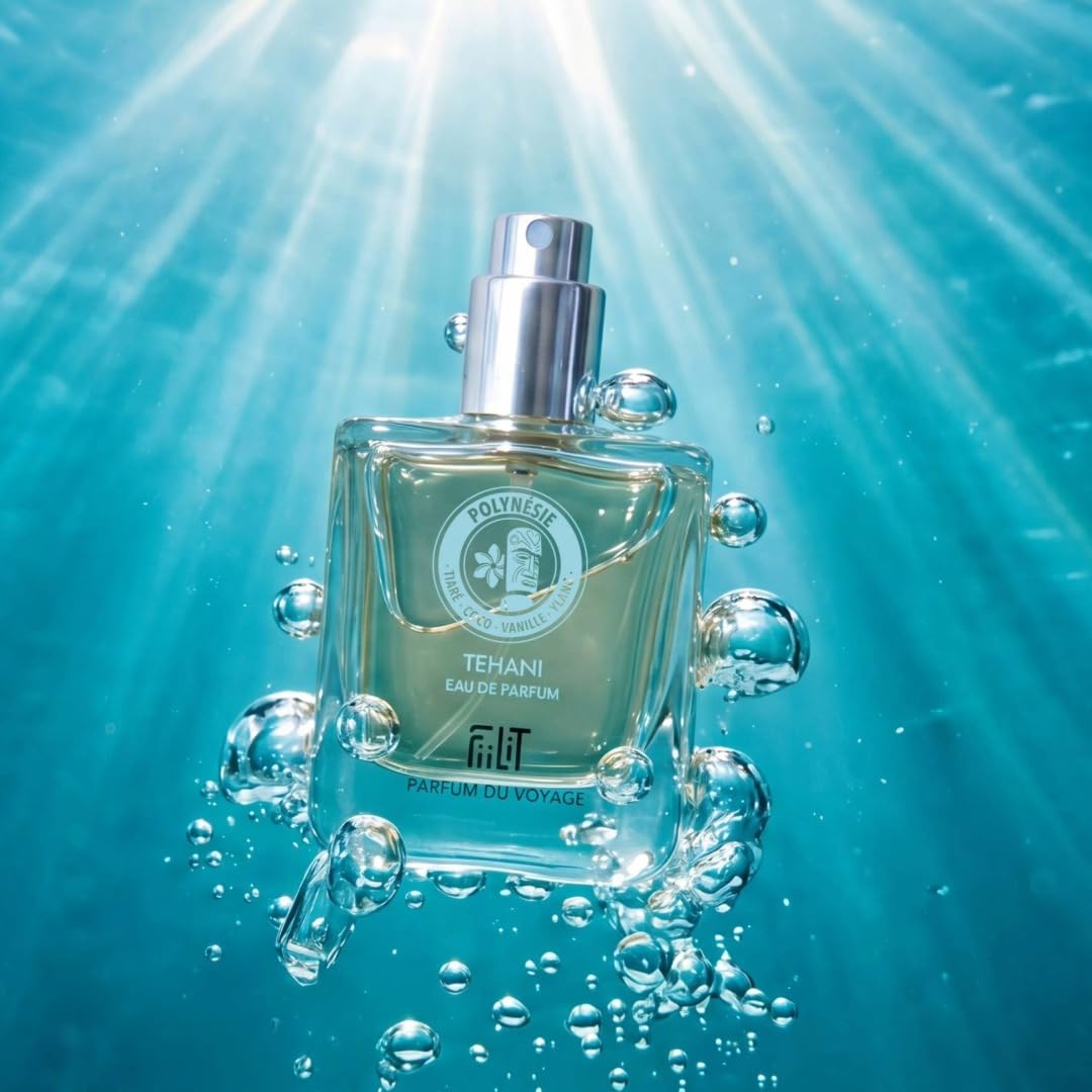TEHANI naturalna woda perfumowana POLINZESIA 50 ml - FiiLiT perfumy podróżne - dla kobiet i mężczyzn - Butelka wielokrotnego napełniania - Kwiat Tiaré Ylang Floral Oriental
