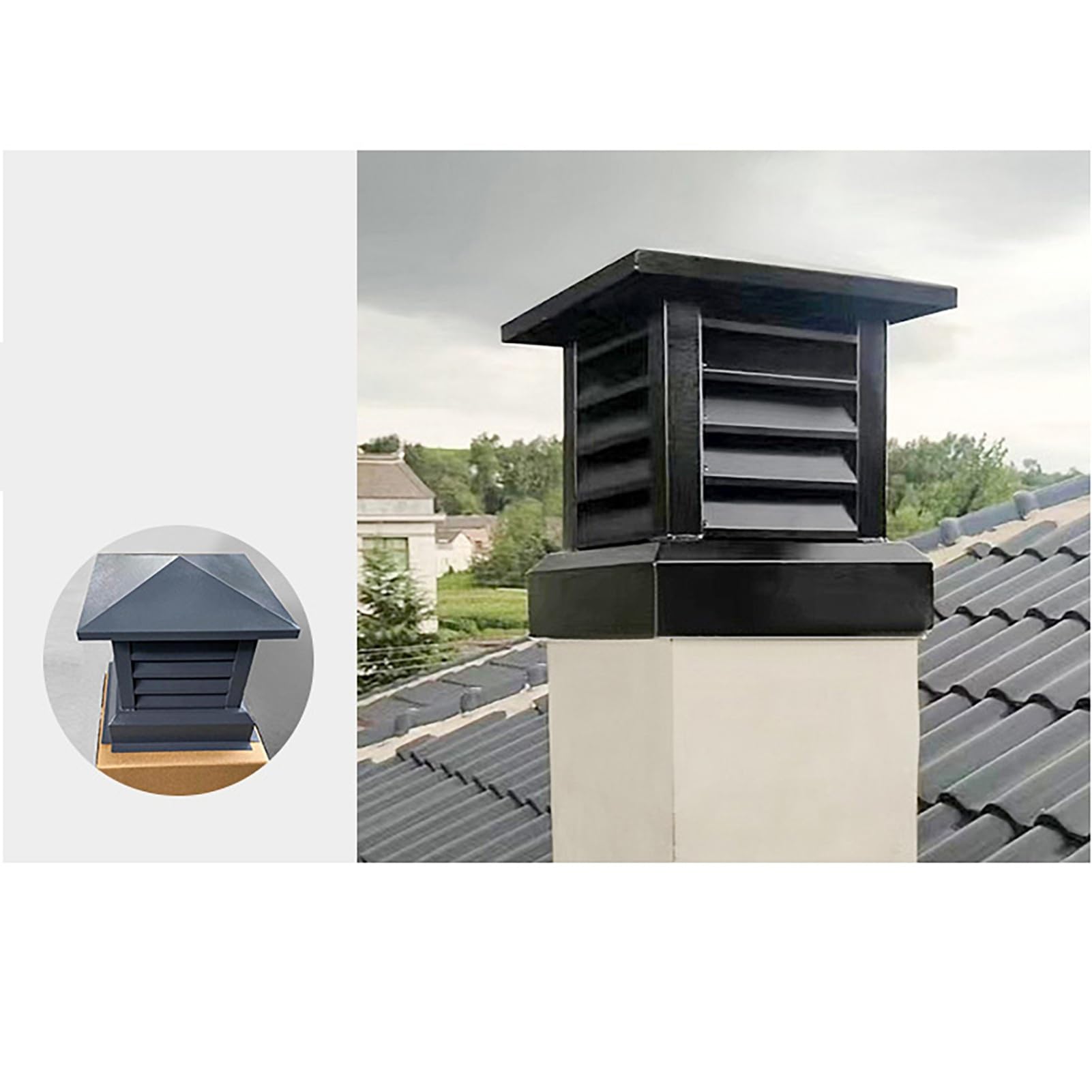 Cubierta superior de chimenea, acero galvanizado resistente a la corrosión, tapa de lluvia para chimenea, protector universal para estufa de leña al aire libre y tubo de ventilación de techo
