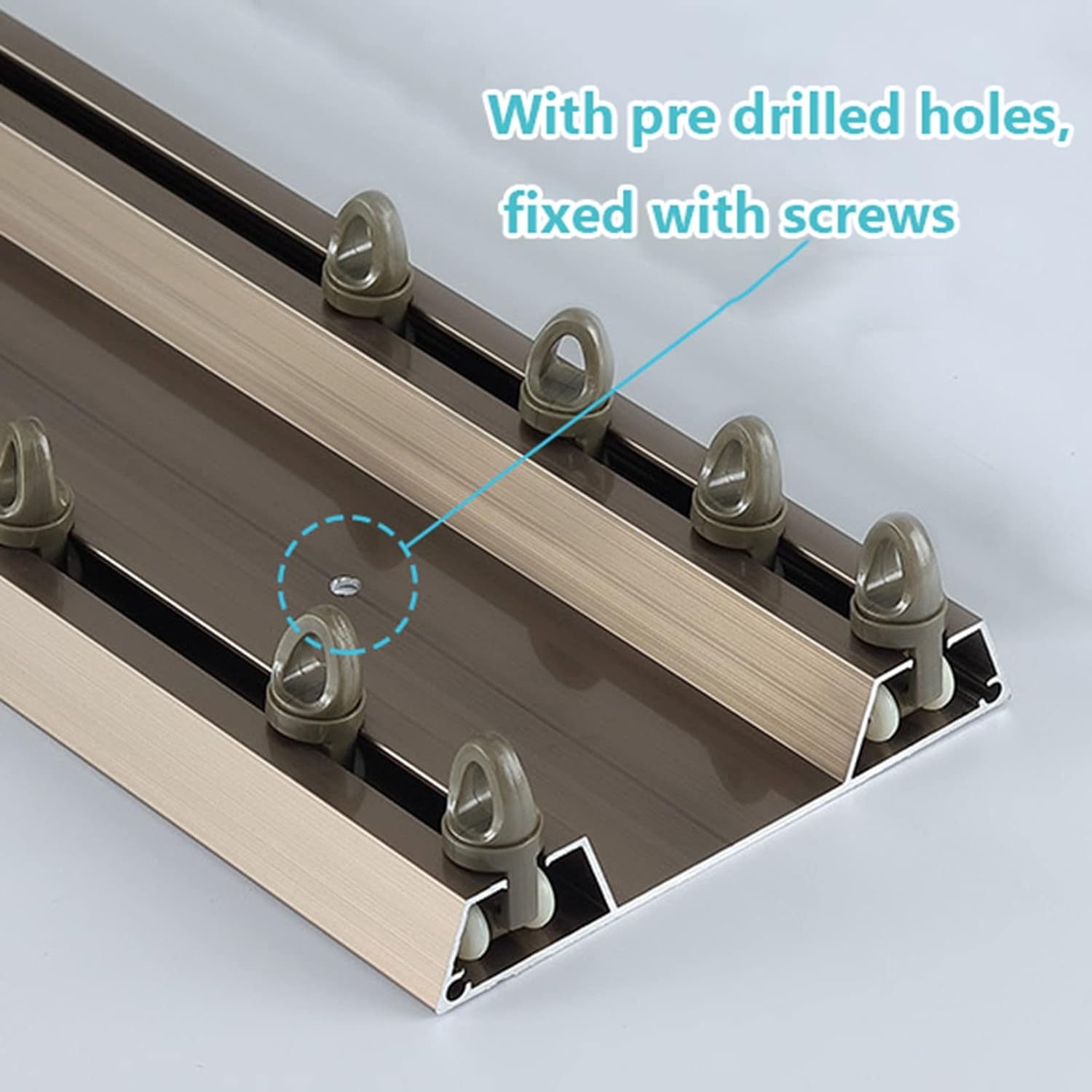 Heavy Duty Double Curtain Track Set 1.5m/4.9ft Wall & Ceiling Mount Nano Pulleys Ideal for Privacy Curtains Bay Windows Room Dividers Bunk Beds White