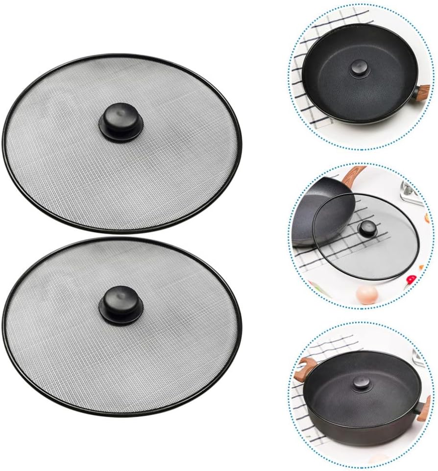 CALLARON 2pcs Splatter Screen Grease Shield for Frying Pan Skillet Pot Lid Cooking Accessory for Kitchen Use