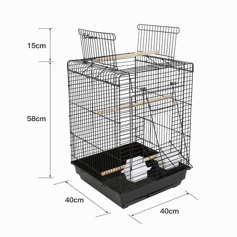 Jaula para Pájaros Metal Grande - Exterior para Aves, Loros, Agapornis, Canarios - Jaula Metálica (40 * 40 * 58cm)