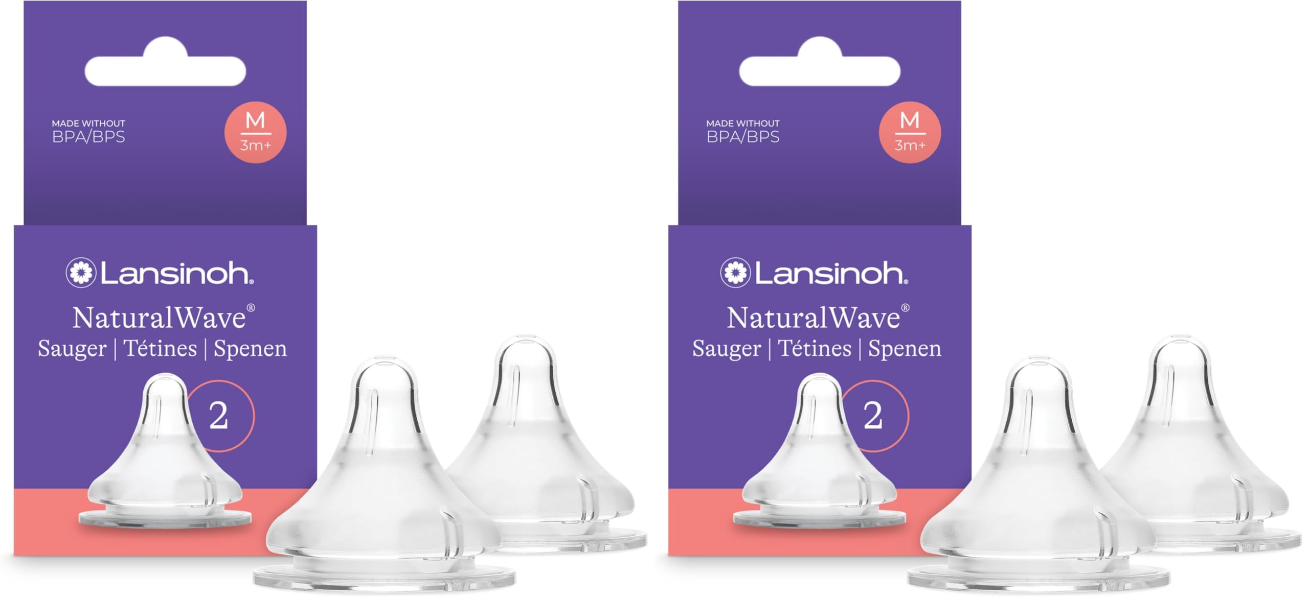 Lansinoh Momma Medium Flow Teats For Newborn (Pack Of 2, Transparent) (Confezione da 2)