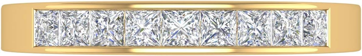 1/2 Carat Channel Set Princess Cut Diamond Wedding Band Ring in 14K Gold