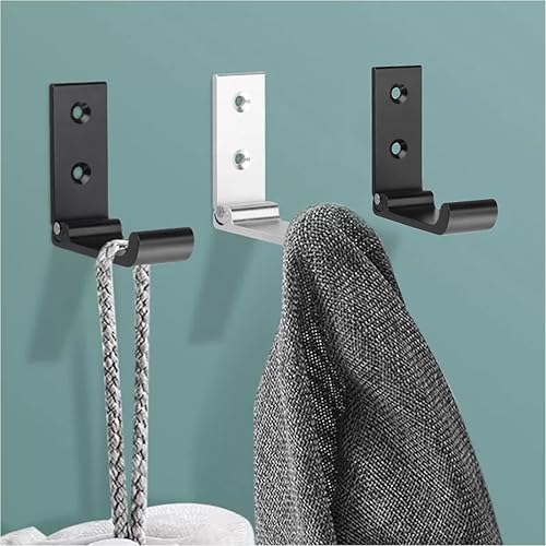 Miniatura 10 de MsBong Ganchos plegables para abrigos, 6 ganchos de pared color negro mate para colgar ganchos de abrigos, no se oxidan, ganchos de aleación de