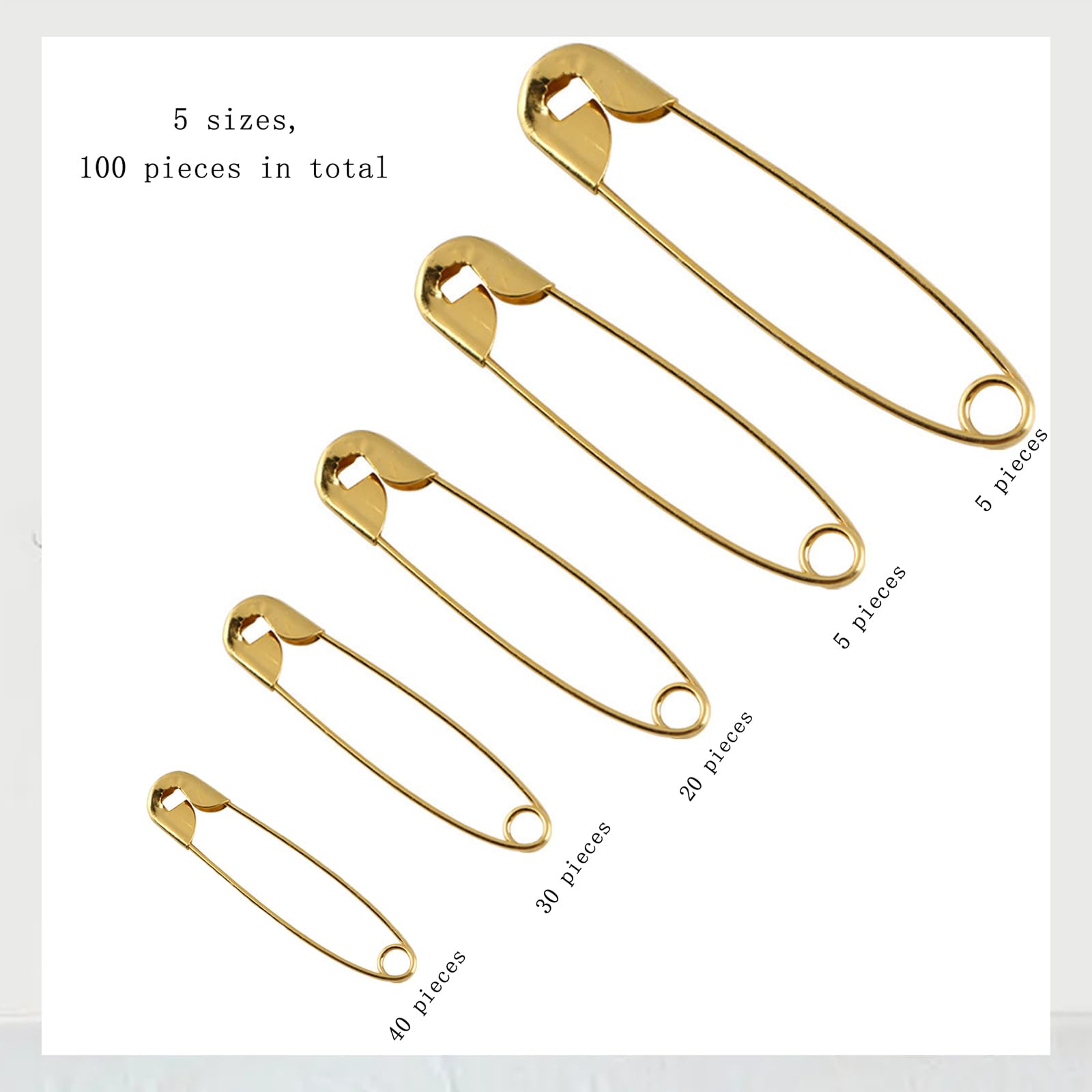 200x Spille da Balia Mix – Set con Misure Piccole e Grandi – Safety Pins Resistenti per Cucito, Sartoria, Artigianato e Usi Quotidiani