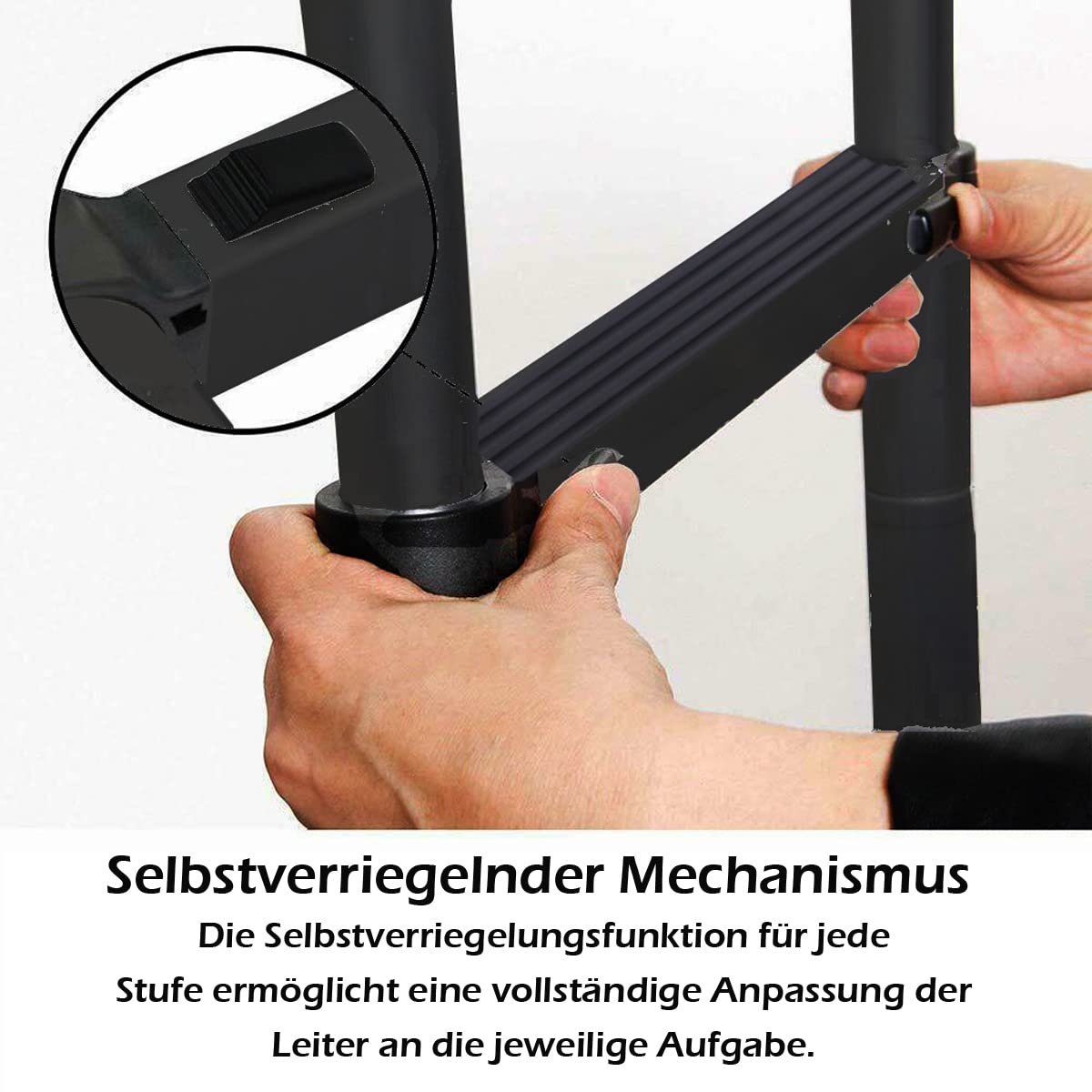 5M Teleskopleiter mit Haken, Rutschfester Ausziehleiter Klappleiter Schiebeleiter aus hochwertiges Alu, 13 Stufen Stehleiter Mehrzweckleiter, 150kg Belastbarkeit