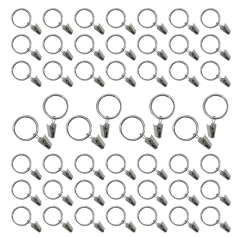 Lot De 44 Anneaux De Rideau Avec Clips - Diamètre Intérieur 50 Mm, Métal Bronze, Pour Tringle Standard, Remplacement Facile Sans Démonter