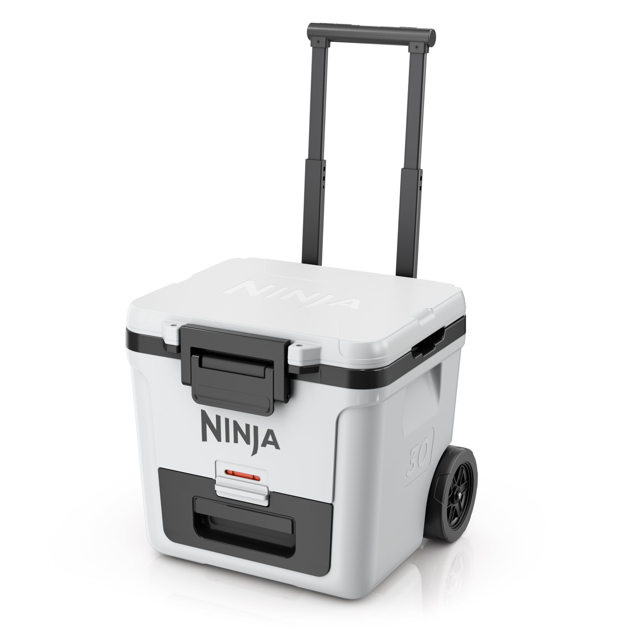 ninja  cooler  frostvault 30qt cooler with wheels  insulated with temp dry storage drawer  keeps ice cold for days  for the beach camping picnics amp more  cloud white  fb230wh