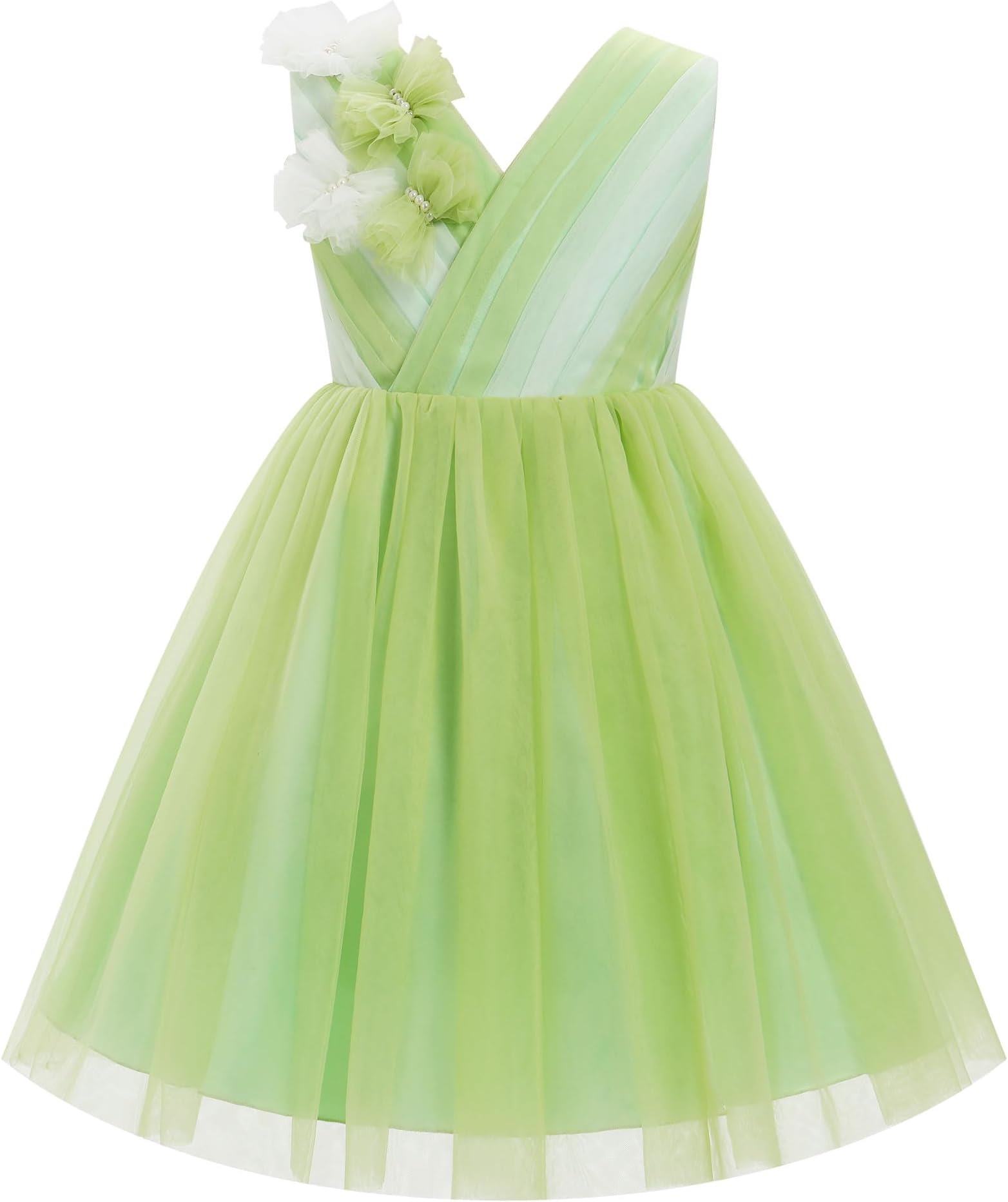 Pageant Dress for Toddler Girls Bowknot Tulle Dress Formal Christening Ball Gown Sleeveless Wedding Flower Girl Dress