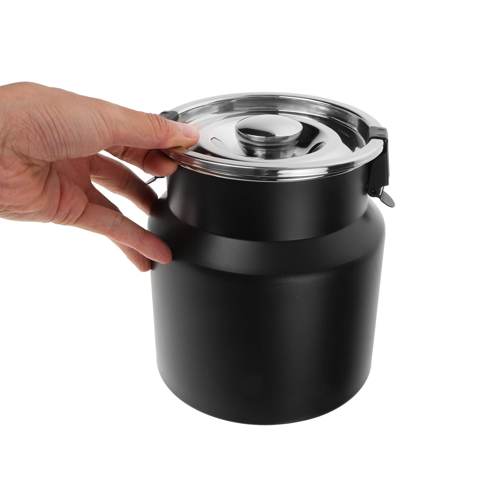 Jarra de Leche de Acero Inoxidable, Barril Hermético de Acero Inoxidable Tapa, 2.5l, Negro, para Casa y Camping