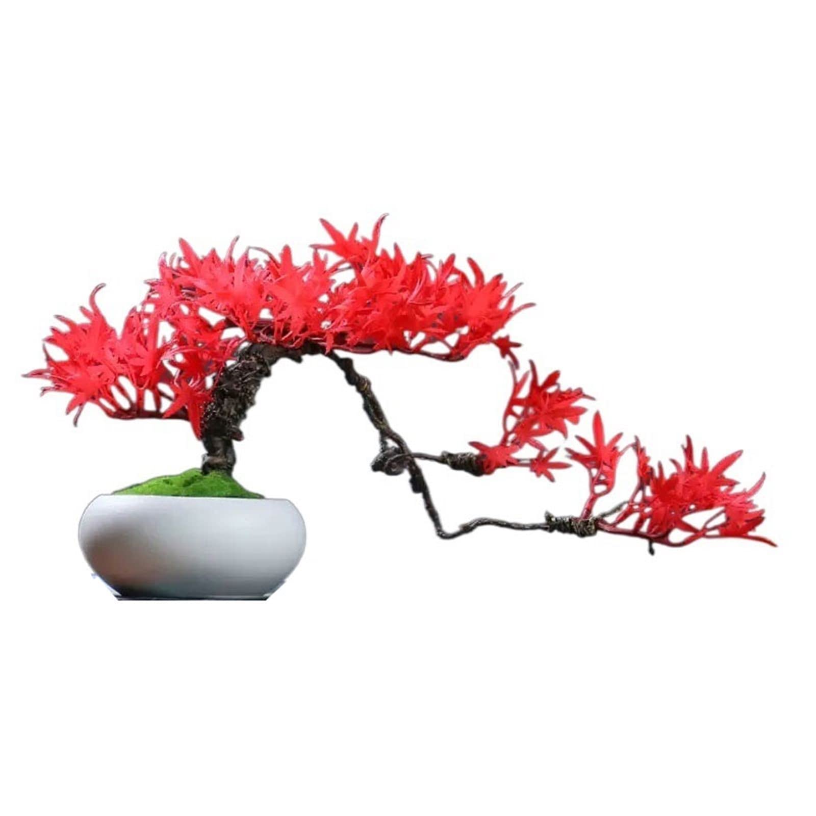 CAFIEDR Artificial Bonsai Chinese Simulation Pine Bonsai With Black Ceramic Flower Pot Artificial Green Plant Fake Tree Home Interior Decoration Ornaments 14.5 Inch Tall Cypress Faux.C