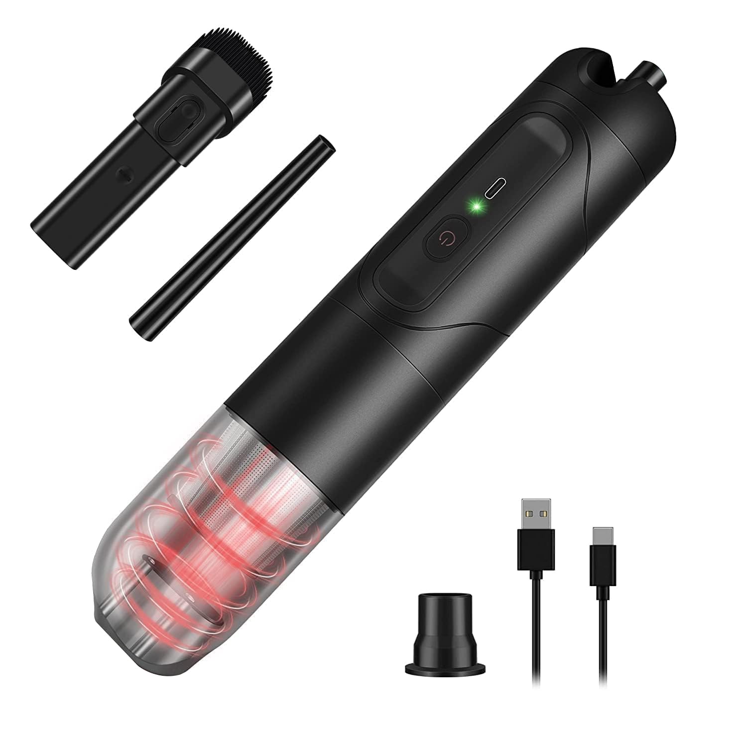 Aspiradora de Mano 2 en 1 y Soplador de Aire Comprimido Eléctrico, 10000-15000Pa, 50000-90000 RPM, Aspiradora para Coche Inalámbrica con 2 Velocidades, 120W, Batería de 8000mAh, para PC Portátil y PS5