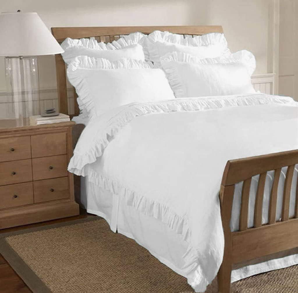 800 TC- 1 Piece Ruffle Hem Design-Duvet Cover -Twin XL -100% Egyptian Cotton -White