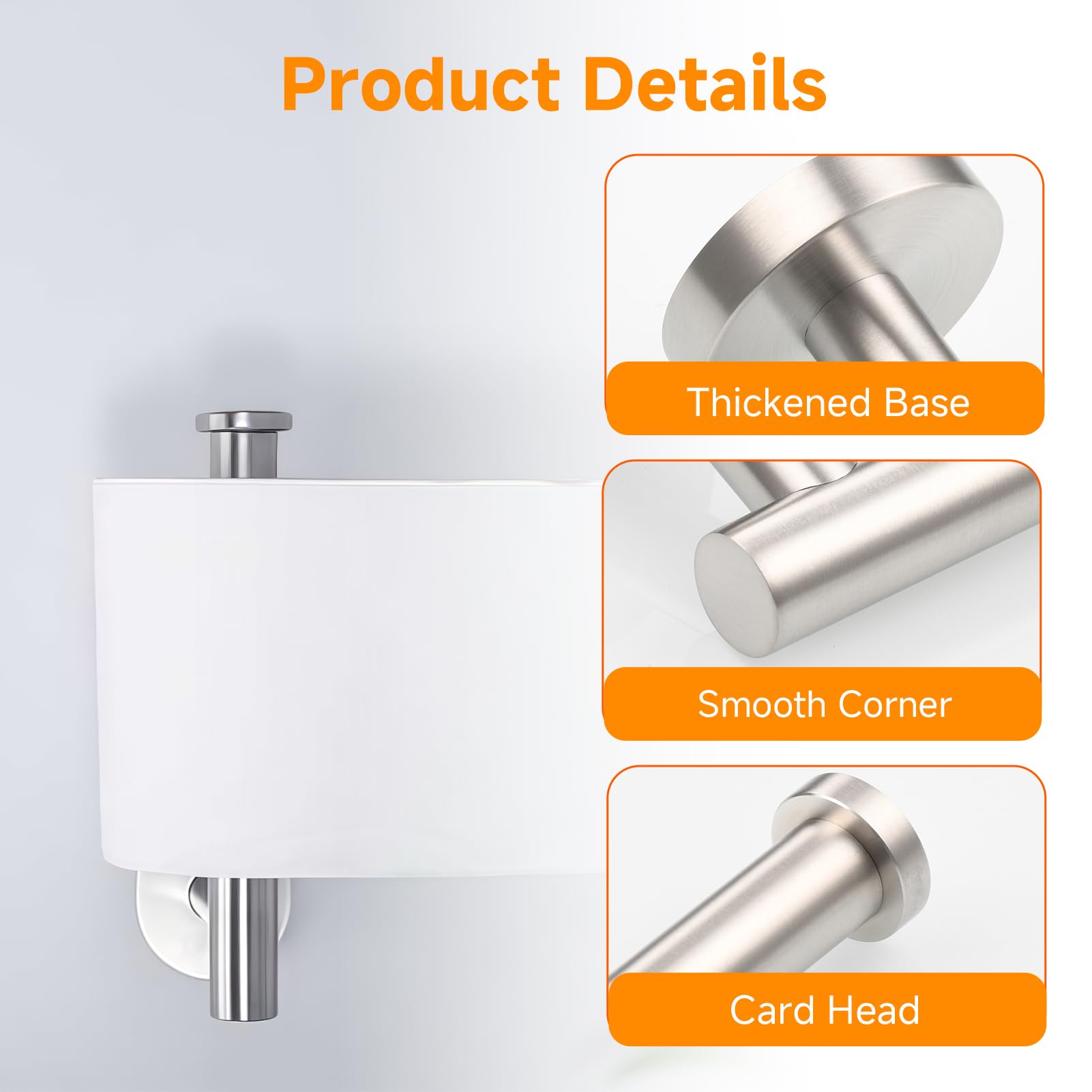 Wall Mounted Toilet Paper Holder Chrome 304 Stainless Steel Loo Roll Holder Bathroom Kitchen Tissue Dispenser Single Arm Rustproof Toilet Roll Rack Polished Silver Finish Vertical Horizontal Install - Image 3
