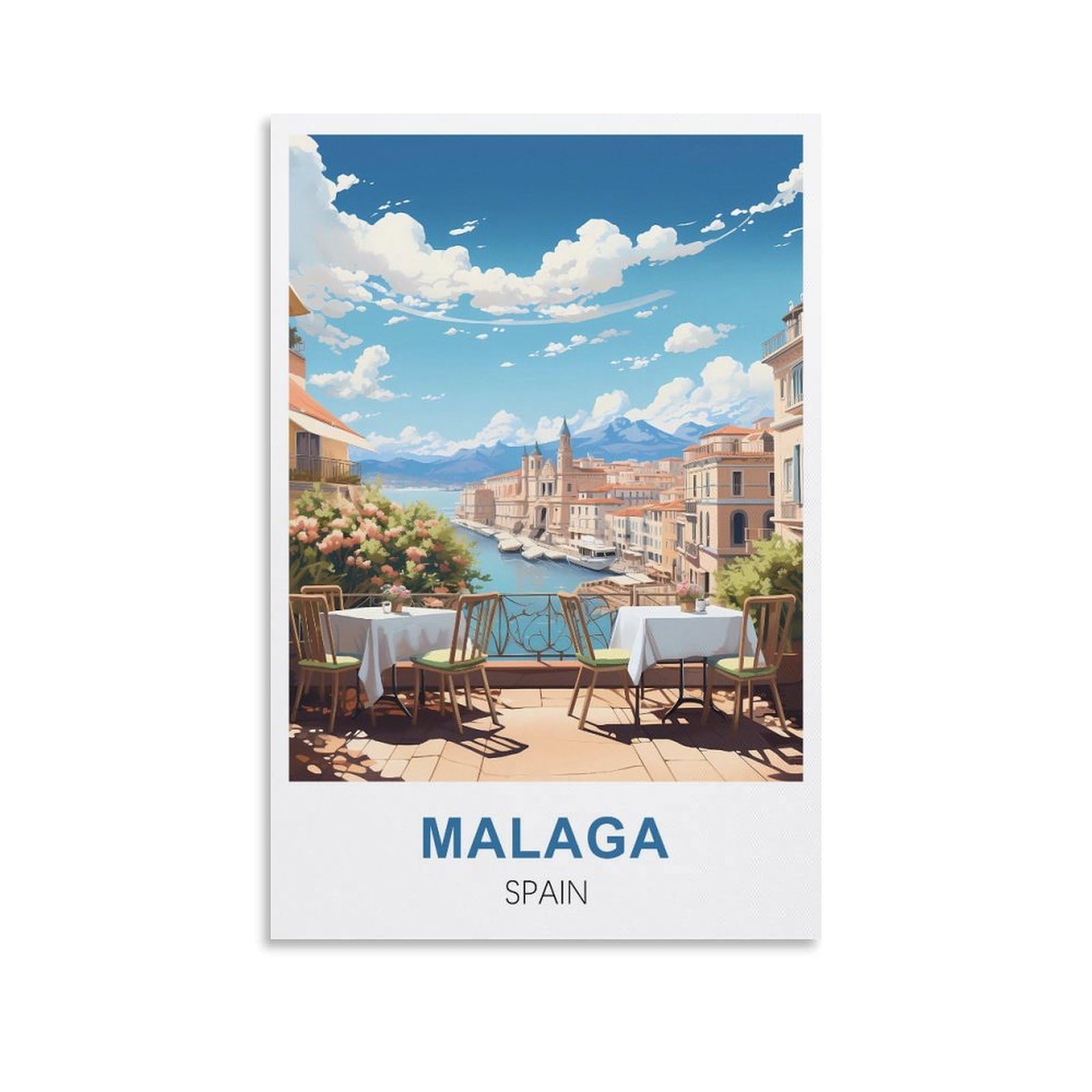 Ezmlfa A363 Diy Paint By Numbers For Adults Beginner Malaga Spain Paint By Numbers Oil Painting Canvas Print Wall Art Home Decoration 40X50cm