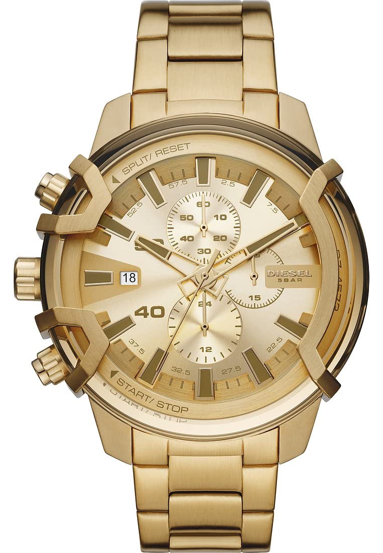 Diesel Reloj Griffed para Hombre, Movimiento cronógrafo de Cuarzo con Correa de Acero Inoxidable