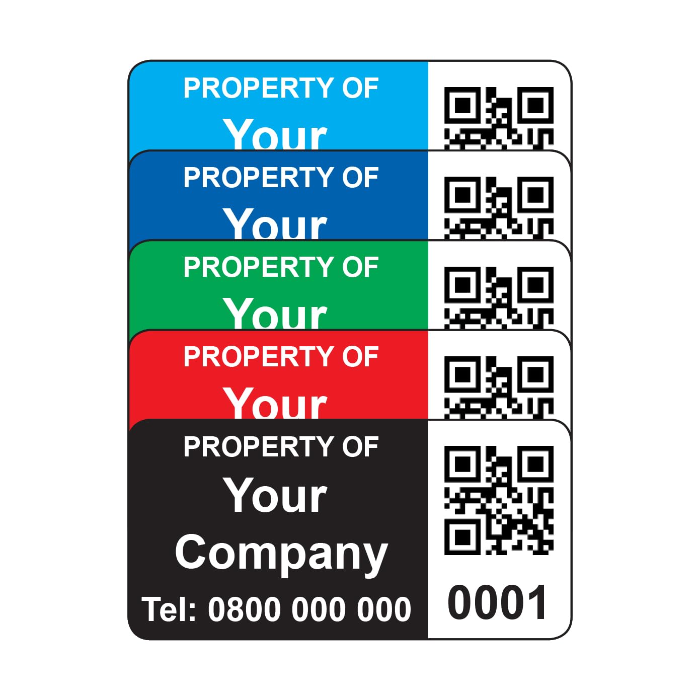 250 Personalised QR Code Asset Tag Labels Custom Stickers- 40mm x 20mm Permanent Vinyl Labels - Simple to Customize