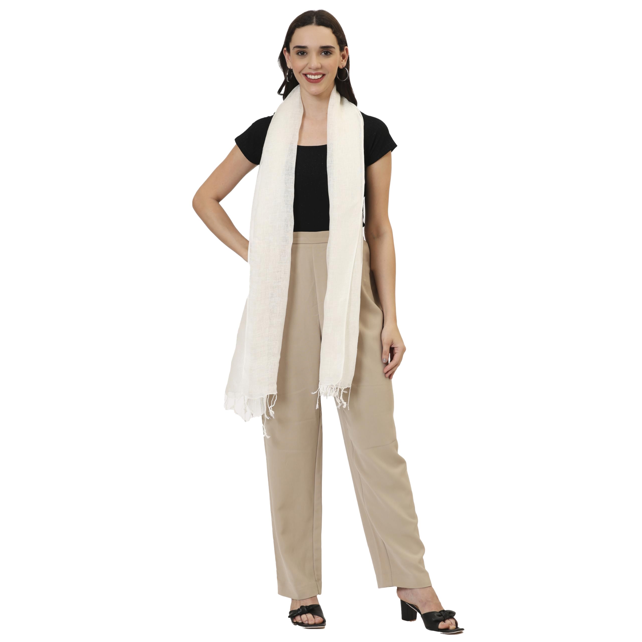 Womens 100% Linen Scarf Lightweight Breathable Soft Casual Shawl