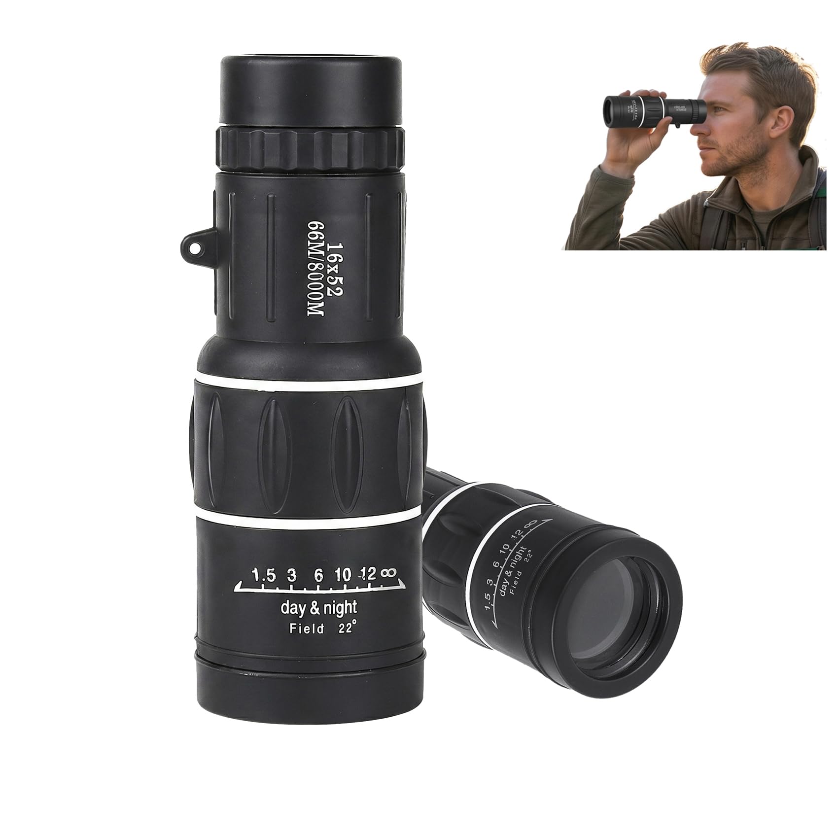 16X52 Monocular for Adults High Power BAK4 Prism Bird Watching