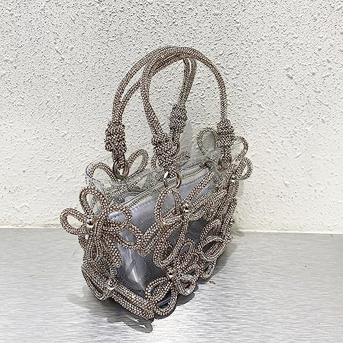 Image of Clear Rhinestone Handbag for Women Crystal Evening Purses with Handle Glitter Handbag for Wedding Party Prom