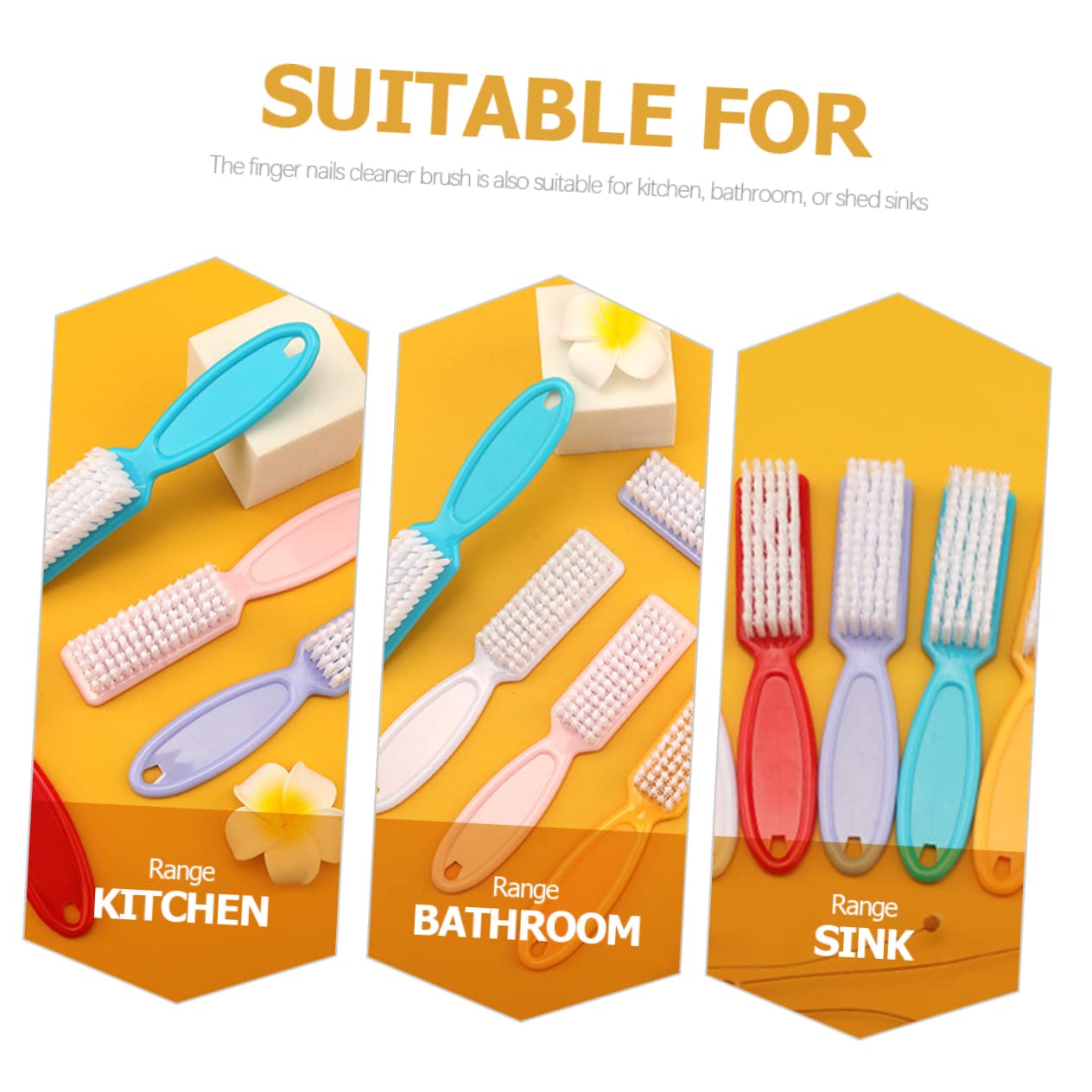 OUNONA 24pcs Nail Cleaning Brush Set Multi-Functional Hand Grip Nail Dust Cleaner for Manicure Nylon Bristles for Home and Salon Use Random Color
