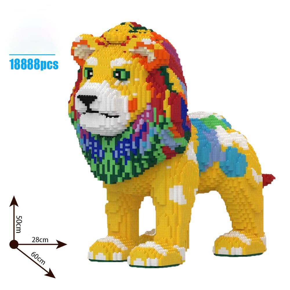 Mikro Baustein Set, 18888 Klemmbausteine 3D Tier Regenbogen Löwe Modell Bausatz, Sammlerstück Wohnkultur Geschenk für Bausteine Erwachsene