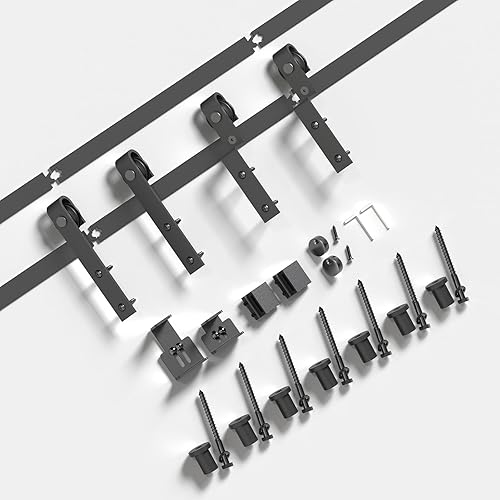 Miniatura 7 de EaseLife Kit de rieles de puerta corrediza de granero de 6 pies, fácil de instalar, se desliza suavemente silenciosamente, se aplica para soporte de