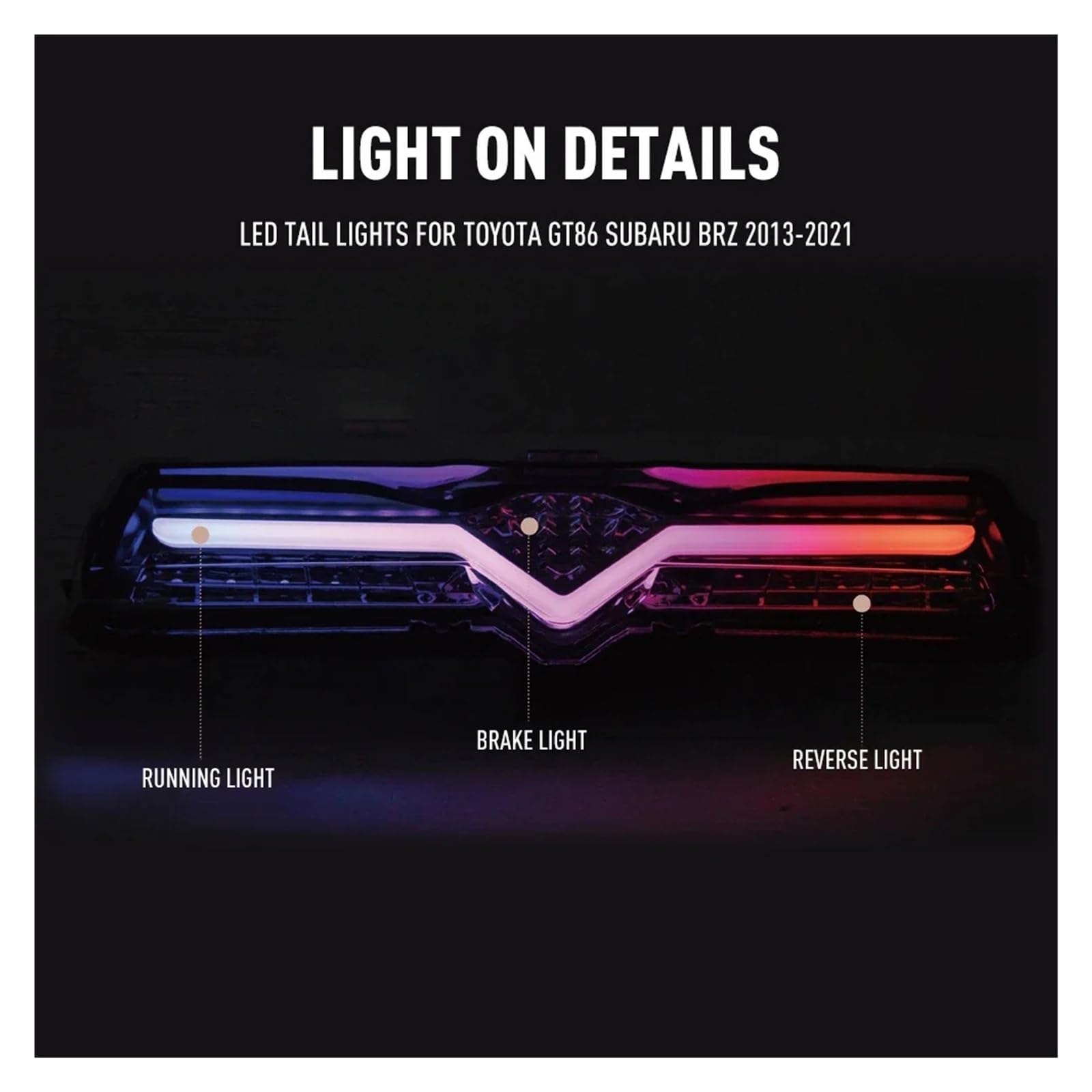 Pasuje do T0y0ta GT86 Subaru Brz 2013-2021 reflektor LED tylne światło przeciwmgielne hamulca tylna lampa tylna tylne światła montaż Plug and Play 1PC(RGB Version)