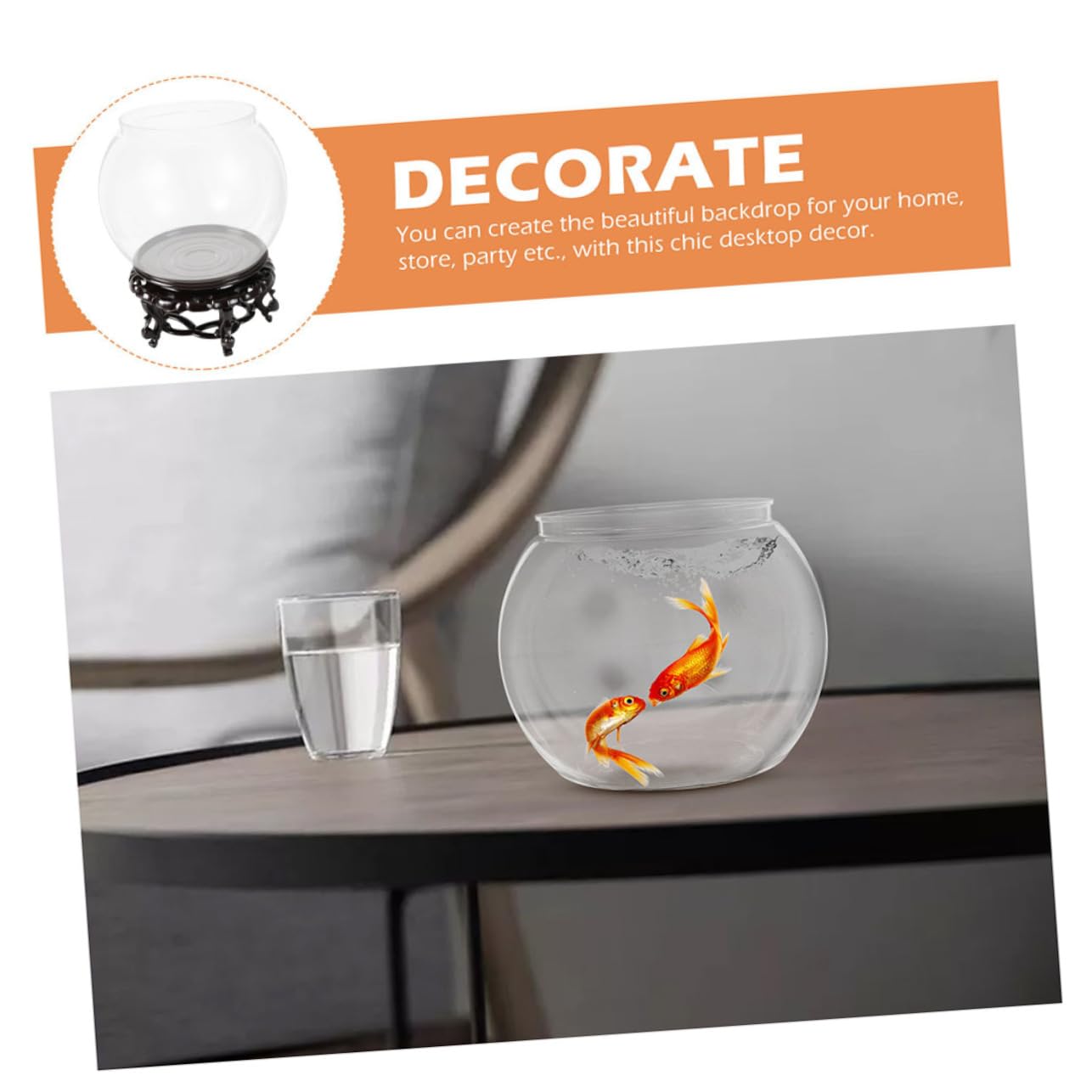 DOITOOL Transparenter Runder Kunststoff Fischglas mit Sockel Umsturzsicher und Hochtransparent zur Dekoration von Kleinen Topfpflanzen im Laden oder Büro