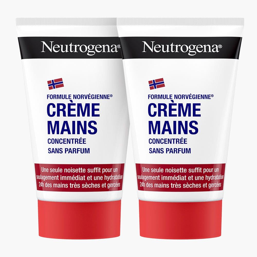 Neutrogena | Konzentrierte Handcreme ohne Parfüm Norwegische Formel (2 x 50 ml Tuben) – Beruhigende Creme für sofortige Linderung – 24 h Feuchtigkeitscreme für sehr trockene und rissige Hände
