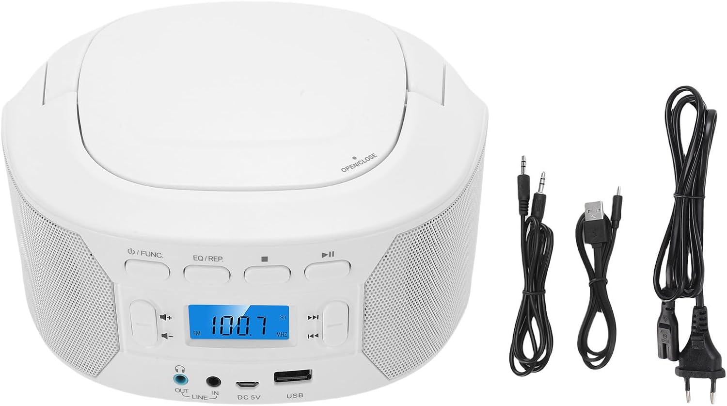 Portable CD Player, Bluetooth Handheld Compact Home Music Player with Top Loading, FM Radio USB AUX Input, Easy to Use (US Plug)