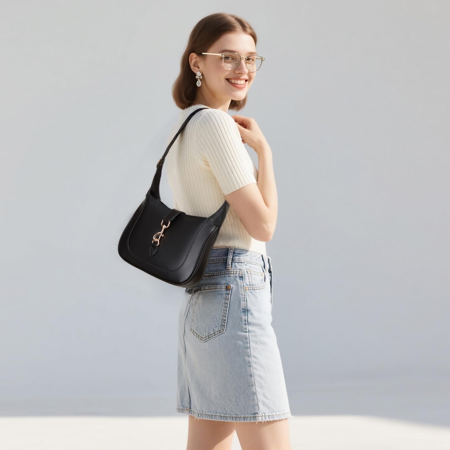 Keyli Vegan Leather Shoulder Bag for Women Small Shoulder Purses Top Handle Handbags with Adjustable Strap - Image 3